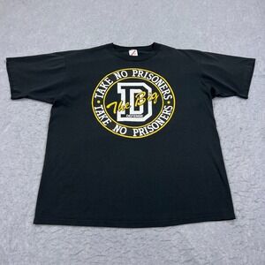 VTG Take No Prisoners Shirt Mens XL Black The Big D Defense Tee USA Made Jerzees